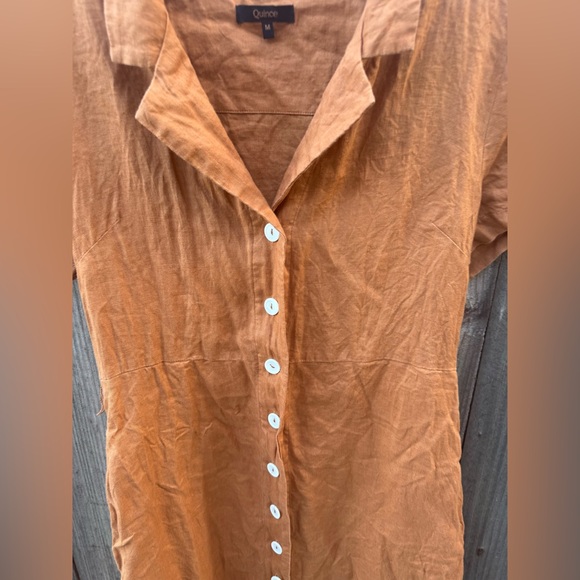 Quince Terracotta Linen button down Dress - Picture 3 of 16